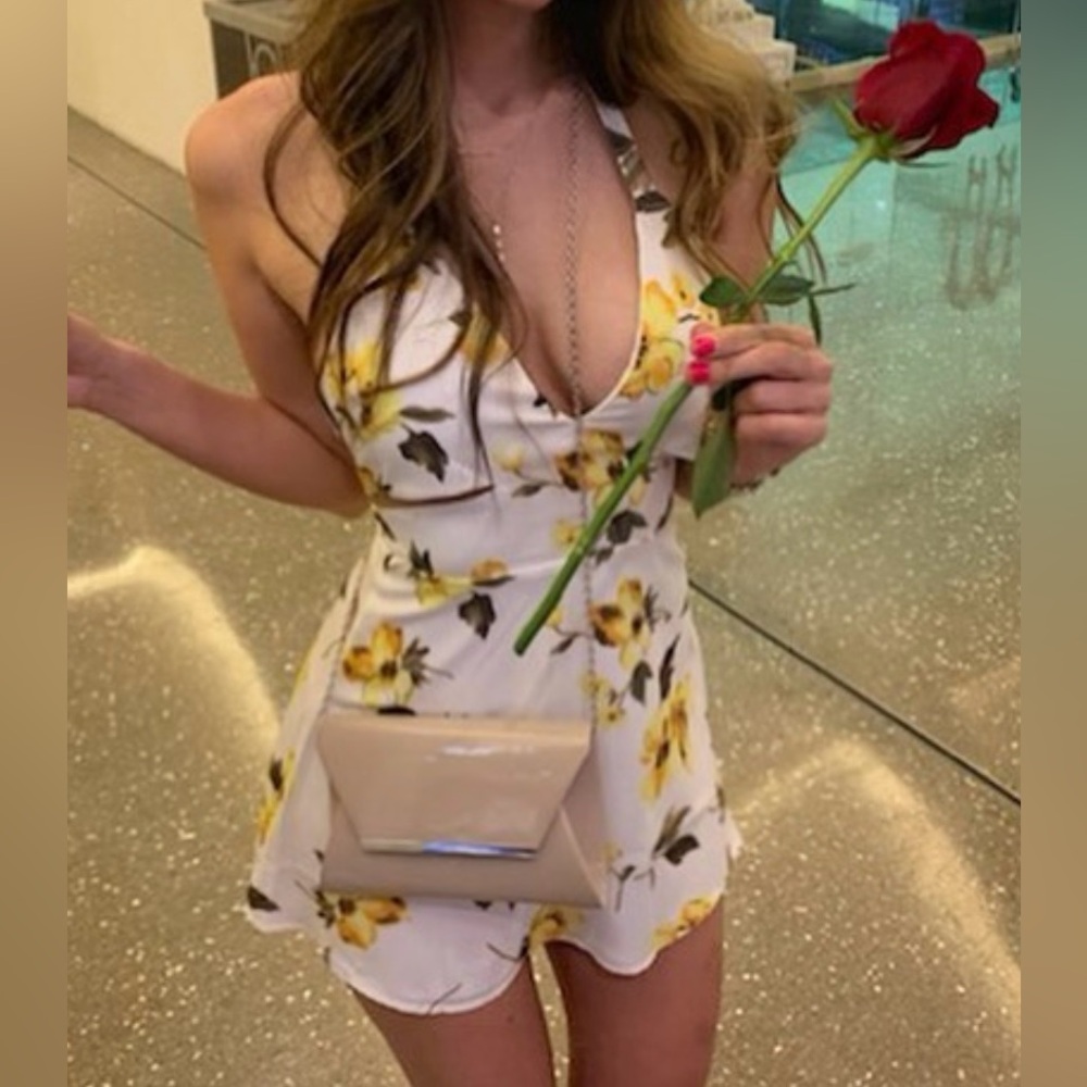 Super down mini halter dress
